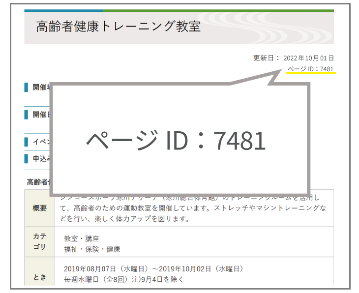 ページIDを拡大した画像