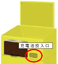 小型家電回収ボックスの充電池投函口