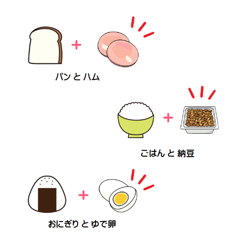 主食に主菜をプラスした例