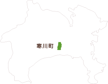 神奈川県の地図。寒川町が緑色でハイライトされている。寒川町は神奈川県の湘南地域北部に位置し、高座郡に属する町