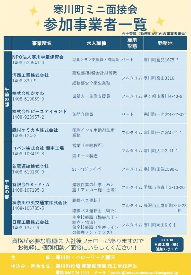 求職者向けのご案内チラシ