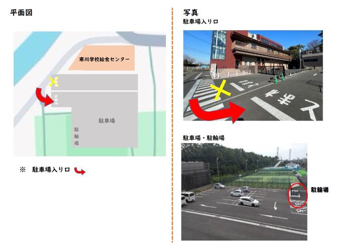 寒川学校給食センター駐車場入り口案内図